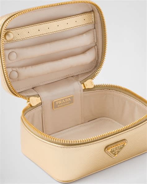 Platinum Saffiano leather beauty case .